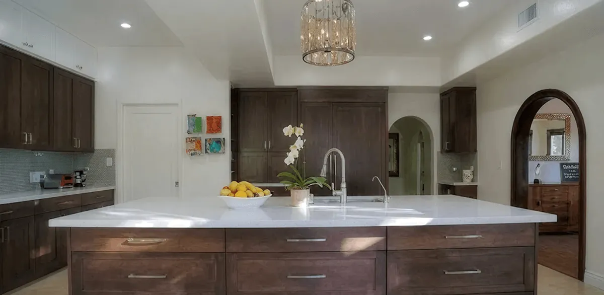 Cabinet refacing project with updated kitchen cabinets and island in Nashua, NH